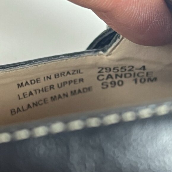 Vintage Y2K Connie Black Leather Sqaure Toe Mule Sz. 10 Slide Heel Minimalist - Picture 8 of 8